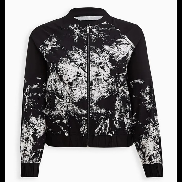 torrid Jackets & Blazers - TORRID LOVESICK BLACK WHITE PALM TREE GRAPHIC BOMBER JACKET SIZE 1 XL